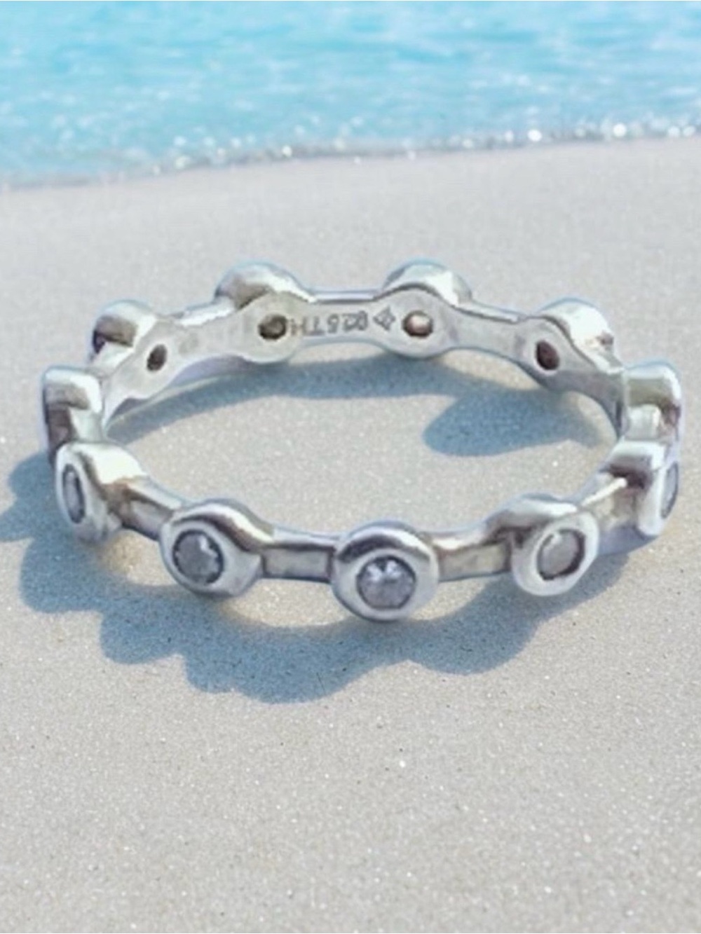 Silpada Sterling Silver Circle CZ Eternity Band  size 9 - Picture 5 of 7